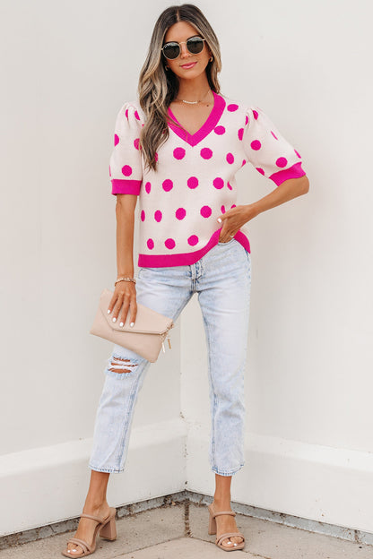 Threaded Pear Alexia Puff Short Sleeve Sweater