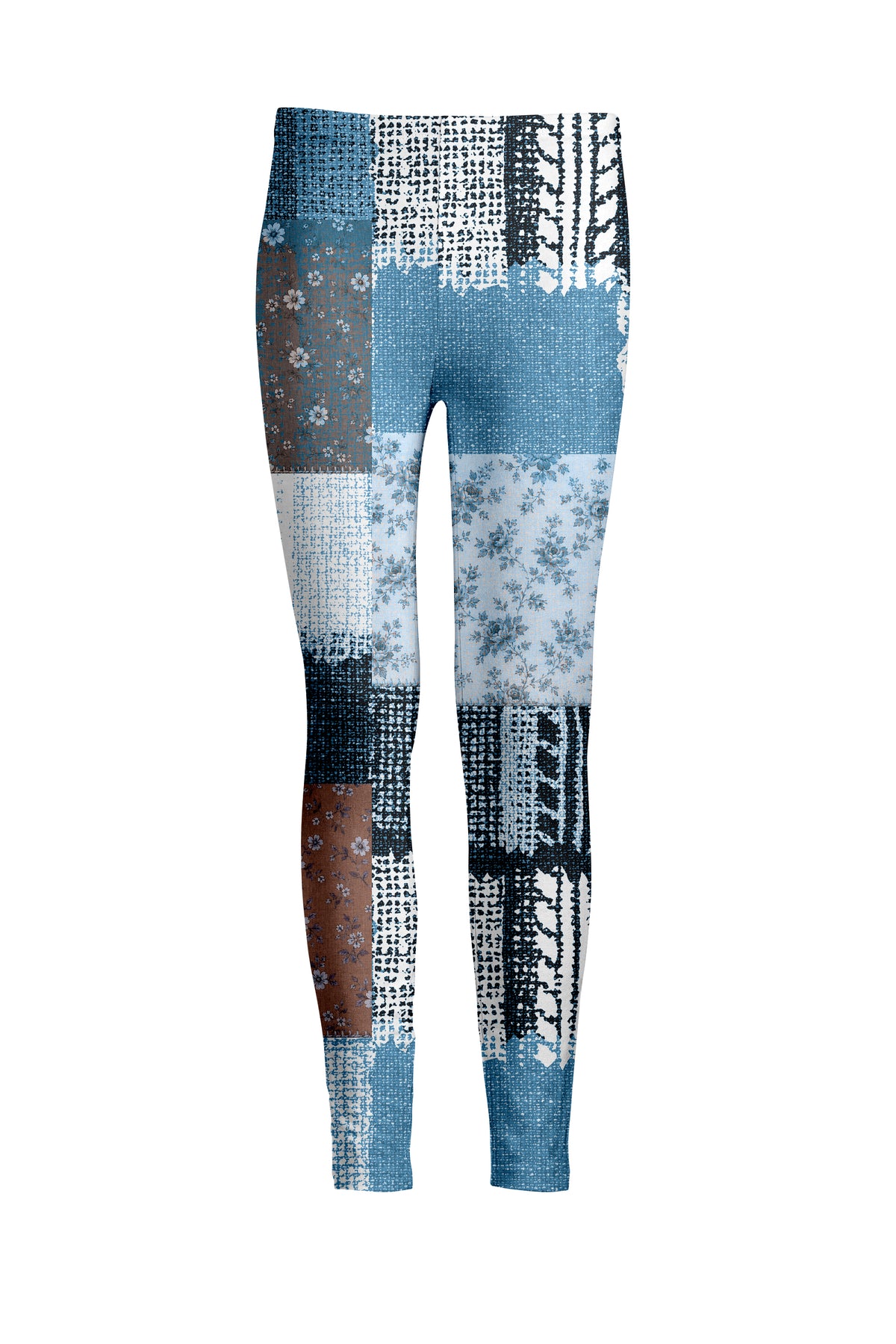 Blue Brown Patchwork Print-