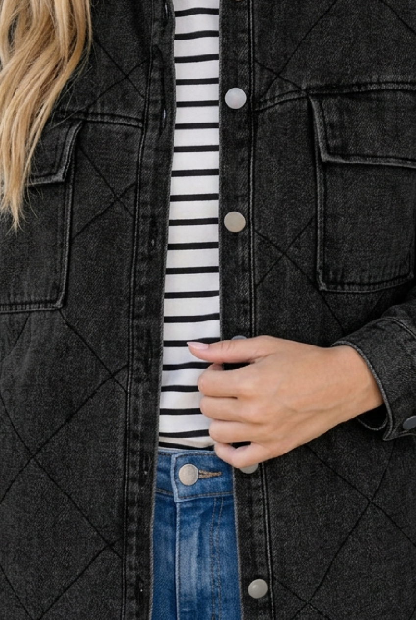 Threaded Pear Rosa Rhombus Stitched Pattern Jacket