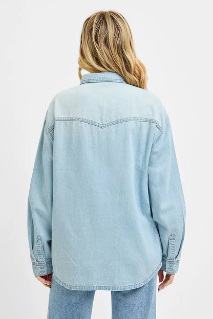 RISEN Western Yoke Style Relaxed Fit Denim Shirts