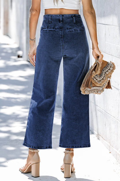 Threaded Pear Mckinley Wide Leg Cropped Jeans
