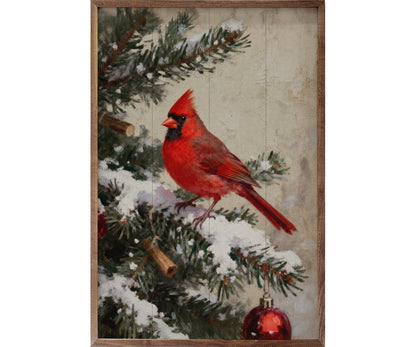 Kendrick Home Cardinal Christmas On Snowy Branch