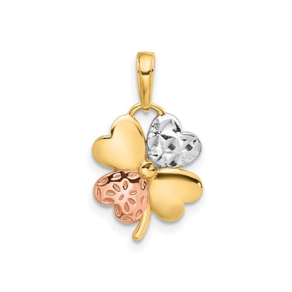 14K Rose Gold Four Leaf Clover Charm Pendant