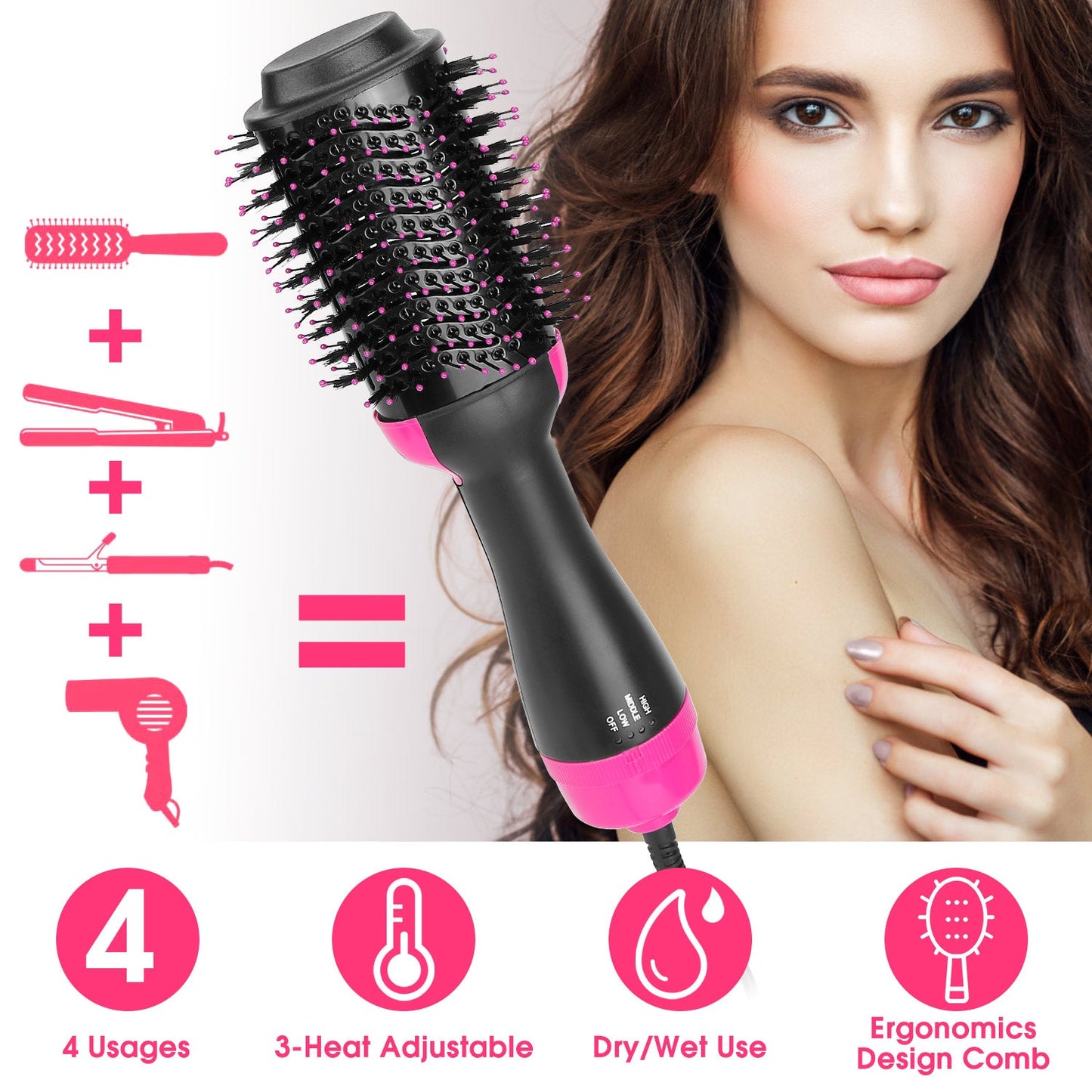 4-In-1 Hot Hair Volumizer Dryer Brush