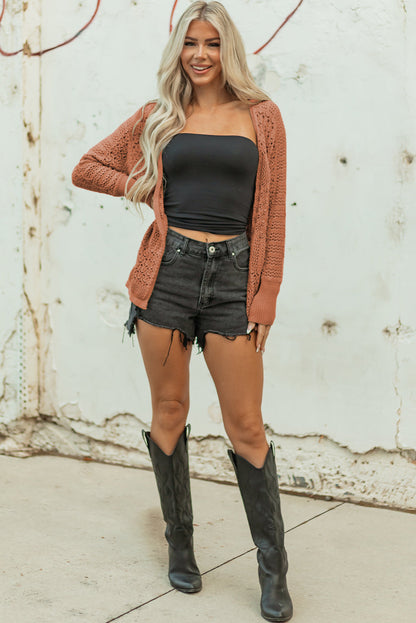 Threaded Pear Harmoni Knit Open Front Cardigan