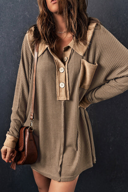 Threaded Pear Bianca Waffle Knit Long Sleeve Top