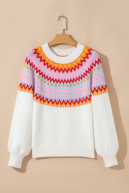 Threaded Pear Avery Print Drop Shoulder Sweater