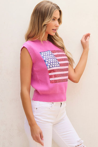 Threaded Pear Grace american Flag Knitted Vest
