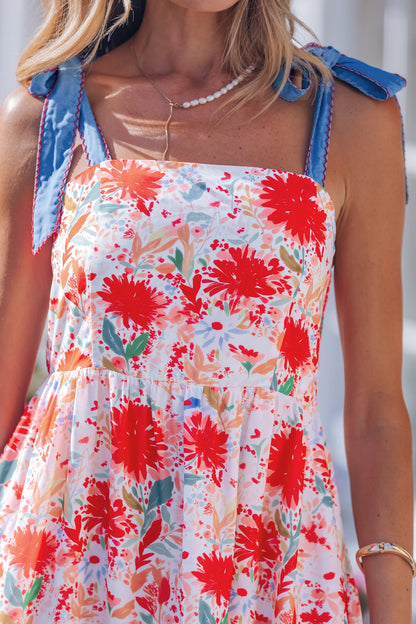 Threaded Pear Dahlia Straps High Waist Dress