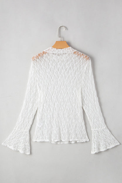 Threaded Pear Laurel Bell Sleeve Mock Blouse