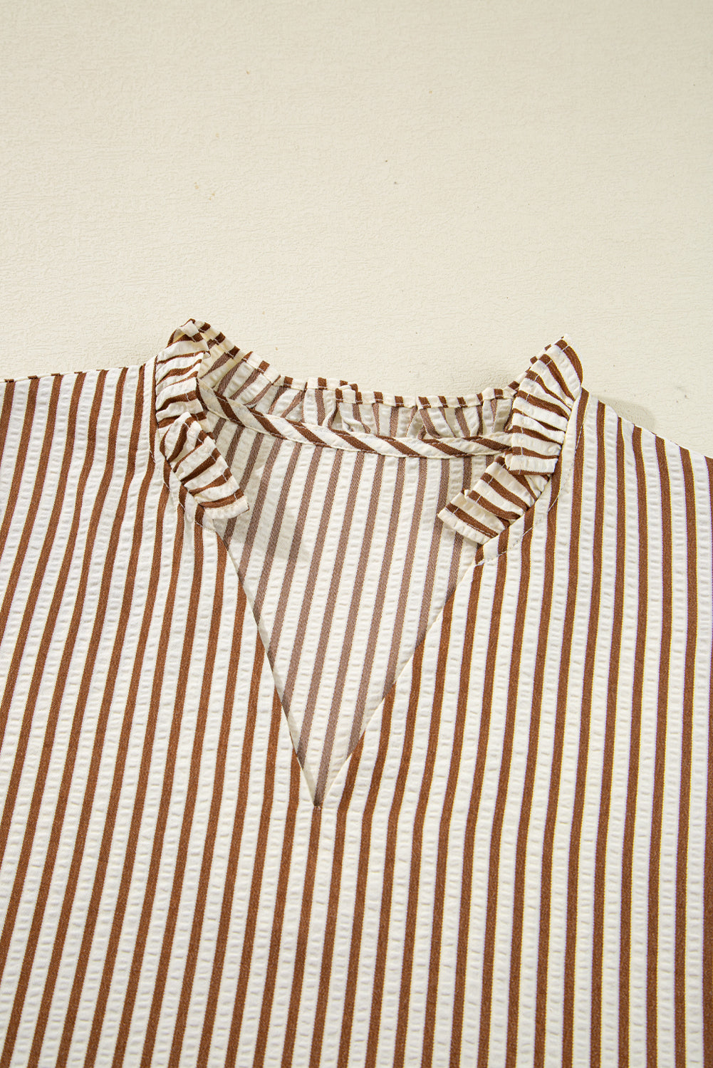Threaded Pear Blair Tied Cuffs Seersucker Blouse