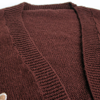 Gingerbread Man Knit Cardigan with Ribbed Cuffs
