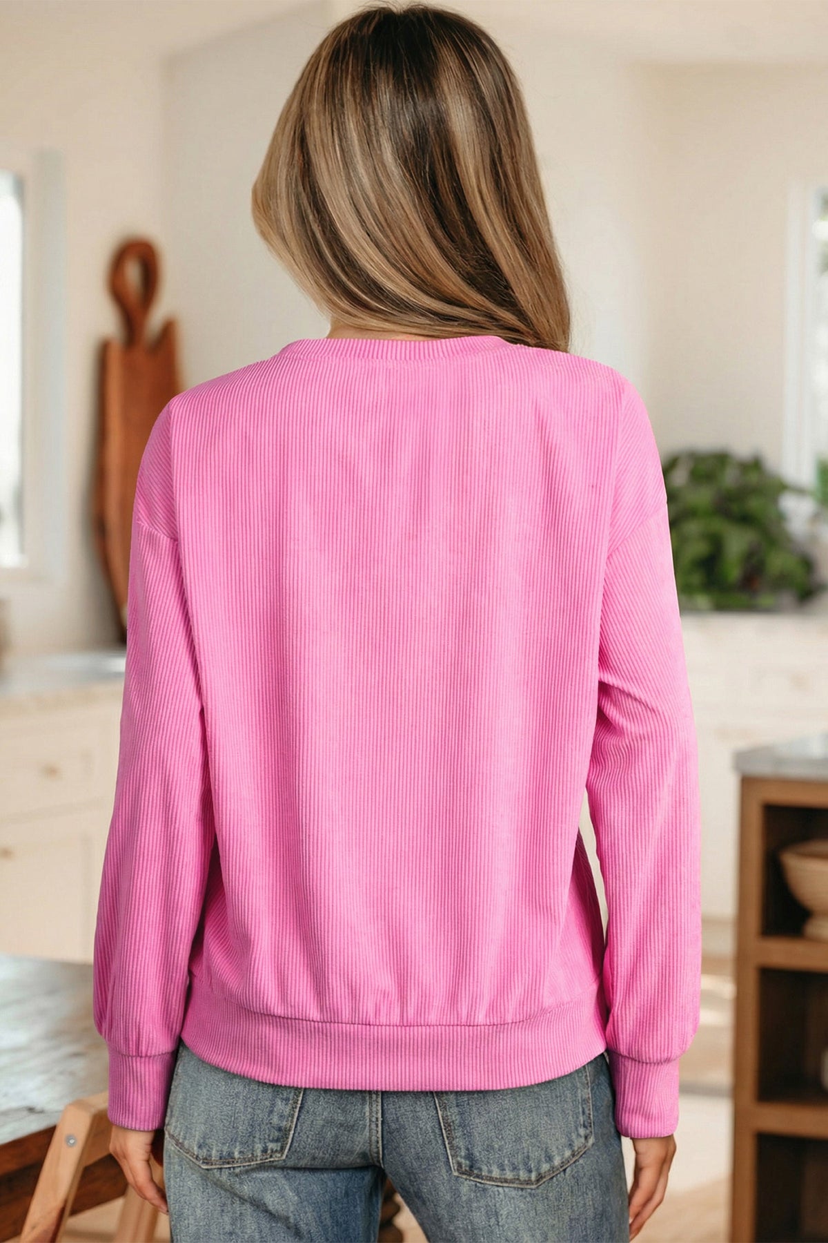 Threaded Pear Rosalie Graphic Rib Textured Top