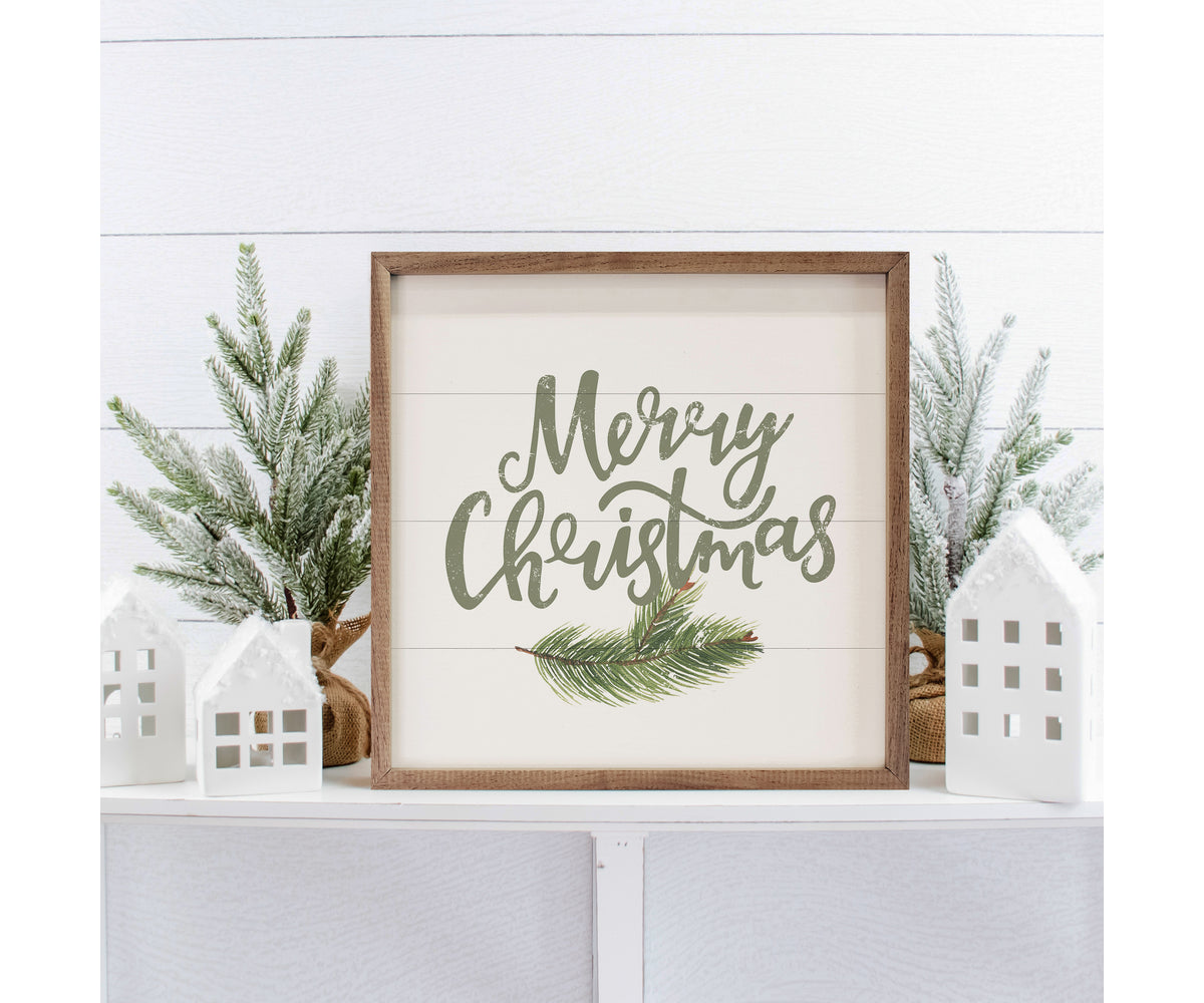 Kendrick Home Merry Christmas Green White
