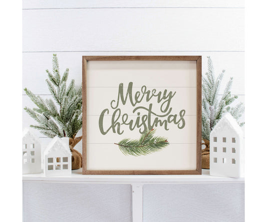 Kendrick Home Merry Christmas Green White