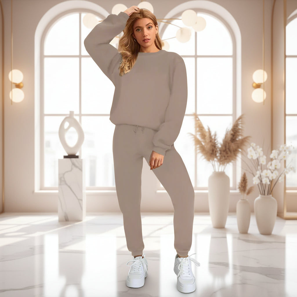 Women's Oversized Drop-Shoulder Sweatshirt & Jogger Pants Sweatsuit Set