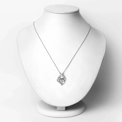 Round Violet Tanzanite Prong Silver Double Heart Pendant Necklace