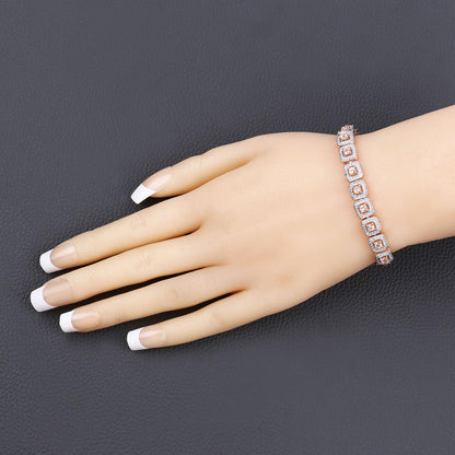 Round Pink Morganite 18k Rose Gold Over Silver Bolo Adjustable Bracelet
