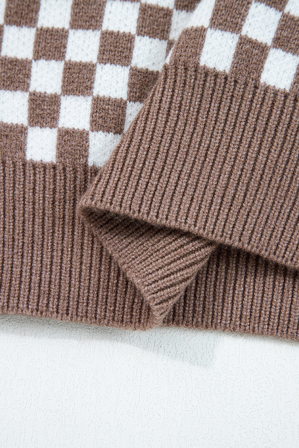 Threaded Pear Mckinley Trim Checkerboard Knit Sweater