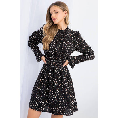 Gretchen -Smocked Waist Print Mini Dress