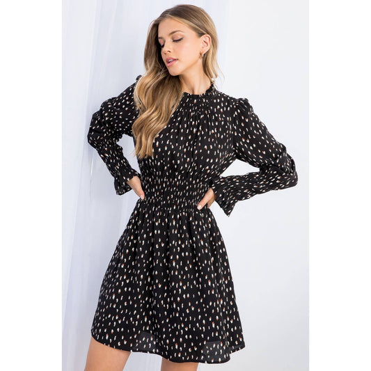 Gretchen -Smocked Waist Print Mini Dress