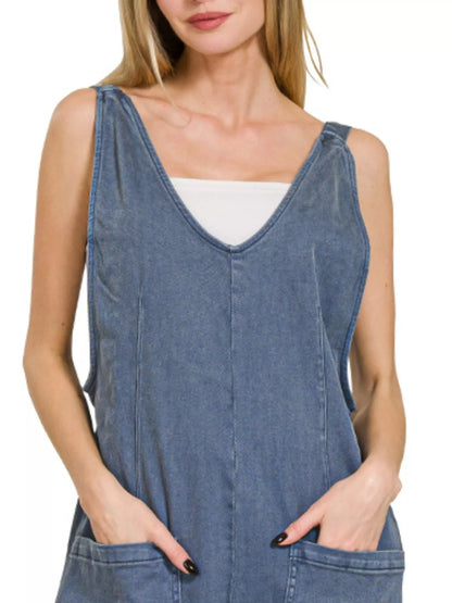 Zenana Casual Adjustable Strap Baggy Jumpsuit With Pocket