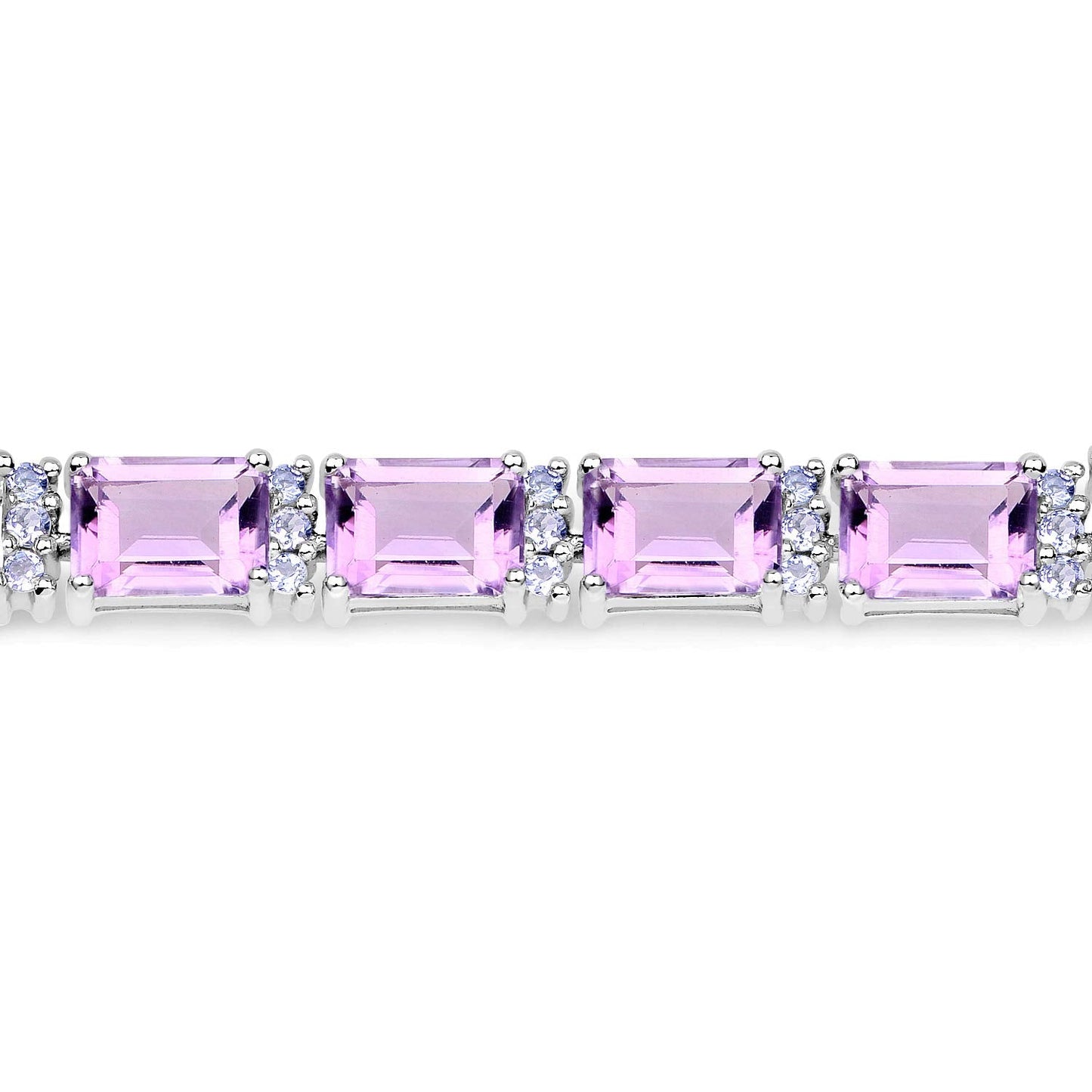 Octagon Purple Amethyst Prong Silver Tennis Bracelet