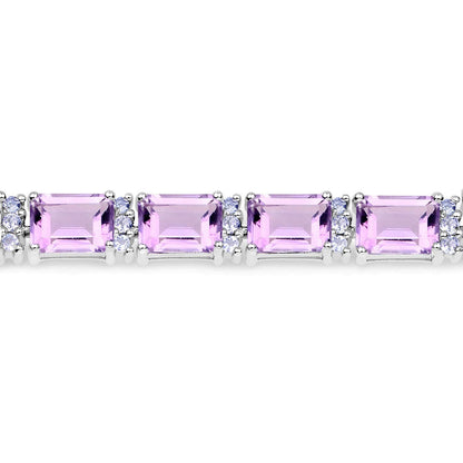 Octagon Purple Amethyst Prong Silver Tennis Bracelet