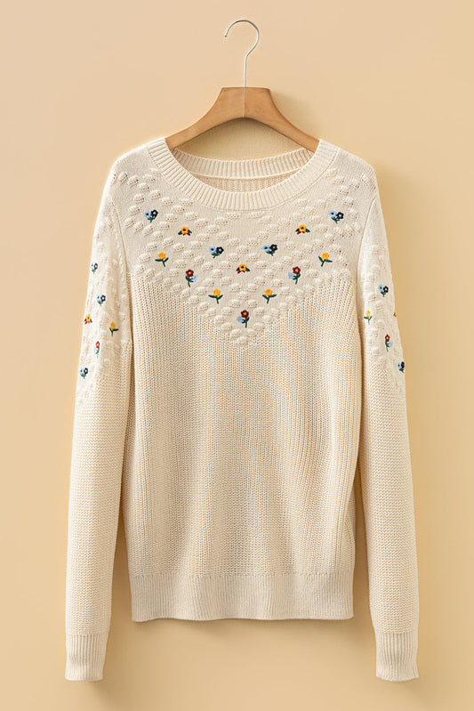 Threaded Pear Paula Embroidered Detail Casual Sweater