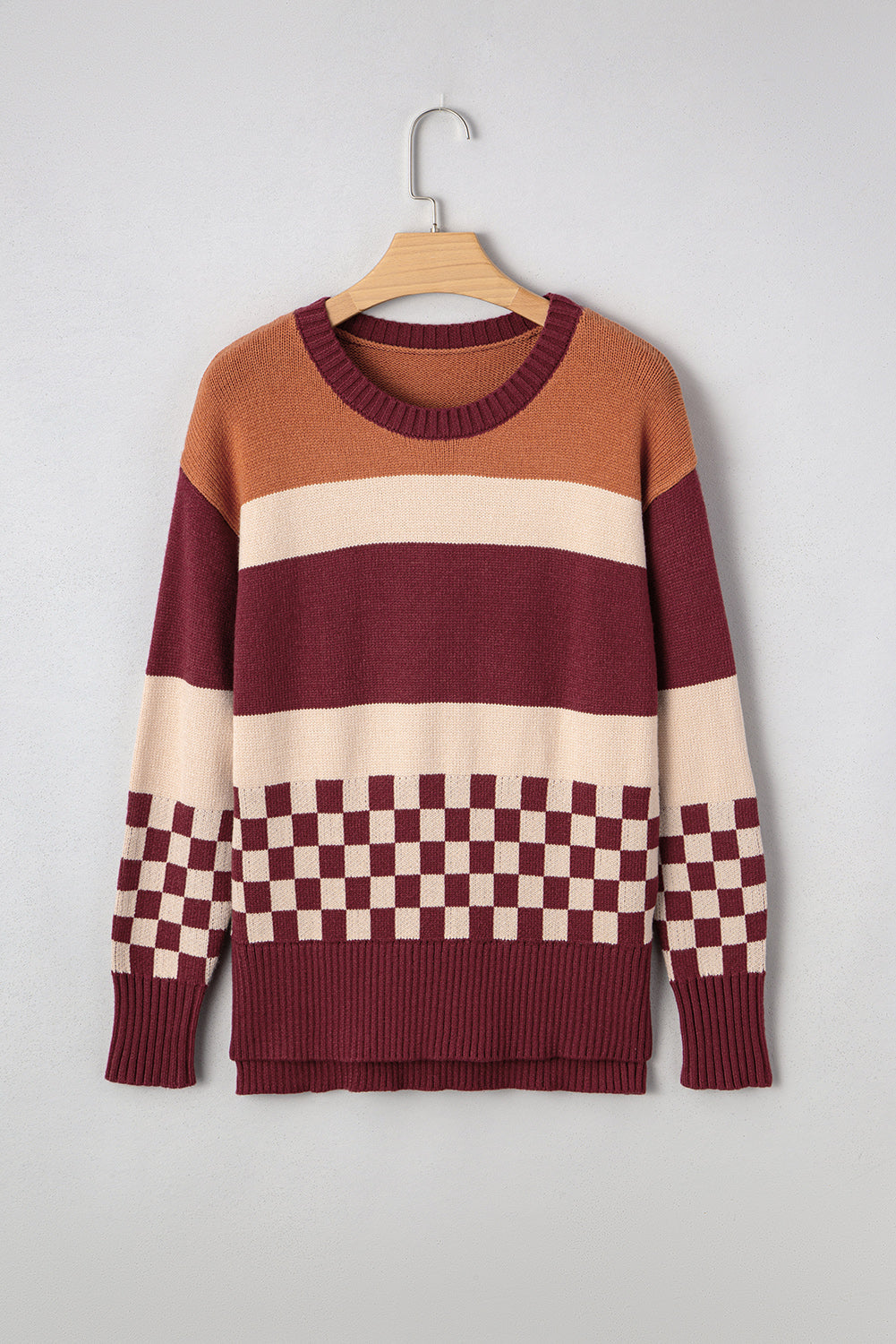 Threaded Pear Noelle Checkered Knitted Sweater