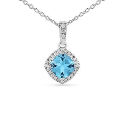 Earrings and Necklace Natural Cushion Blue Topaz Jewelry Sets
