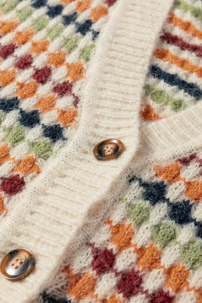 Threaded Pear Seraxie Pattern Knit Front Sweater