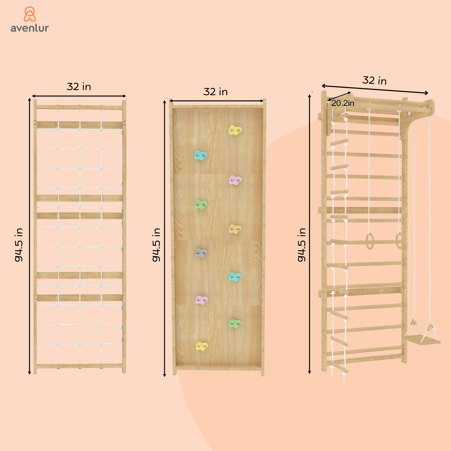 Walnut Modular | Swedish Ladder Jungle Gym - Wall Mounted