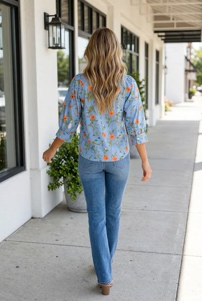 Threaded Pear Leslie Sleeve Down Casual Shirt
