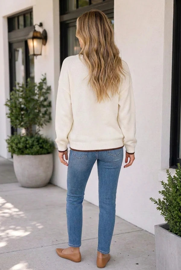 Threaded Pear Stacie Pattern Casual Pullover Sweater
