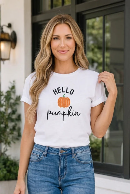 Threaded Pear Harlee Sleeve Hello Pumpkin T-Shirt