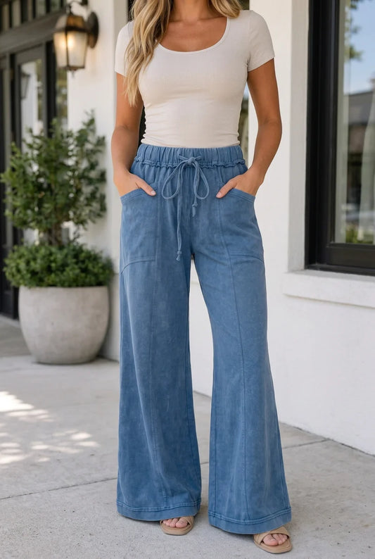 Threaded Pear Viviana Flare Leg Drawstring Pants