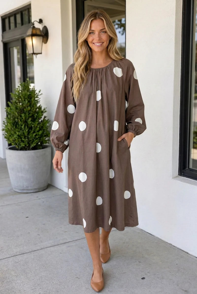Threaded Pear Danah Long Sleeve Midi Dress