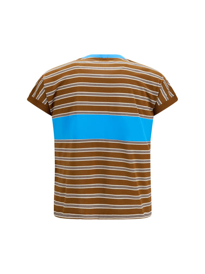 Cotton T-Shirt Striped Chestnut/Beige/Chocolate