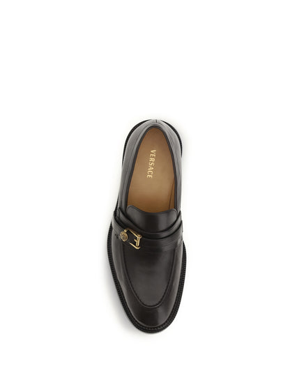 Loafers With Medusa Detail, Ebony/Gold