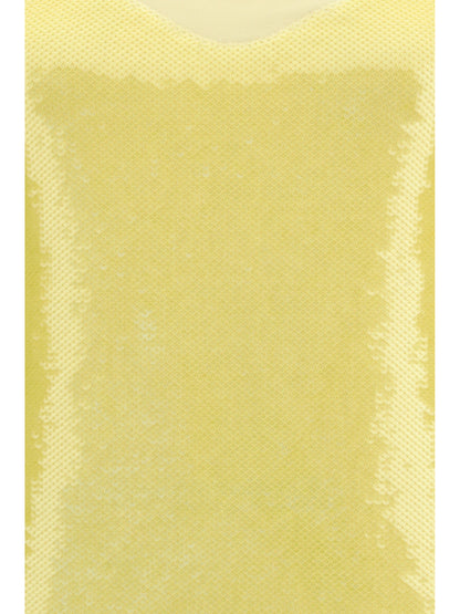 Mini Dress Sequined Soft Yellow