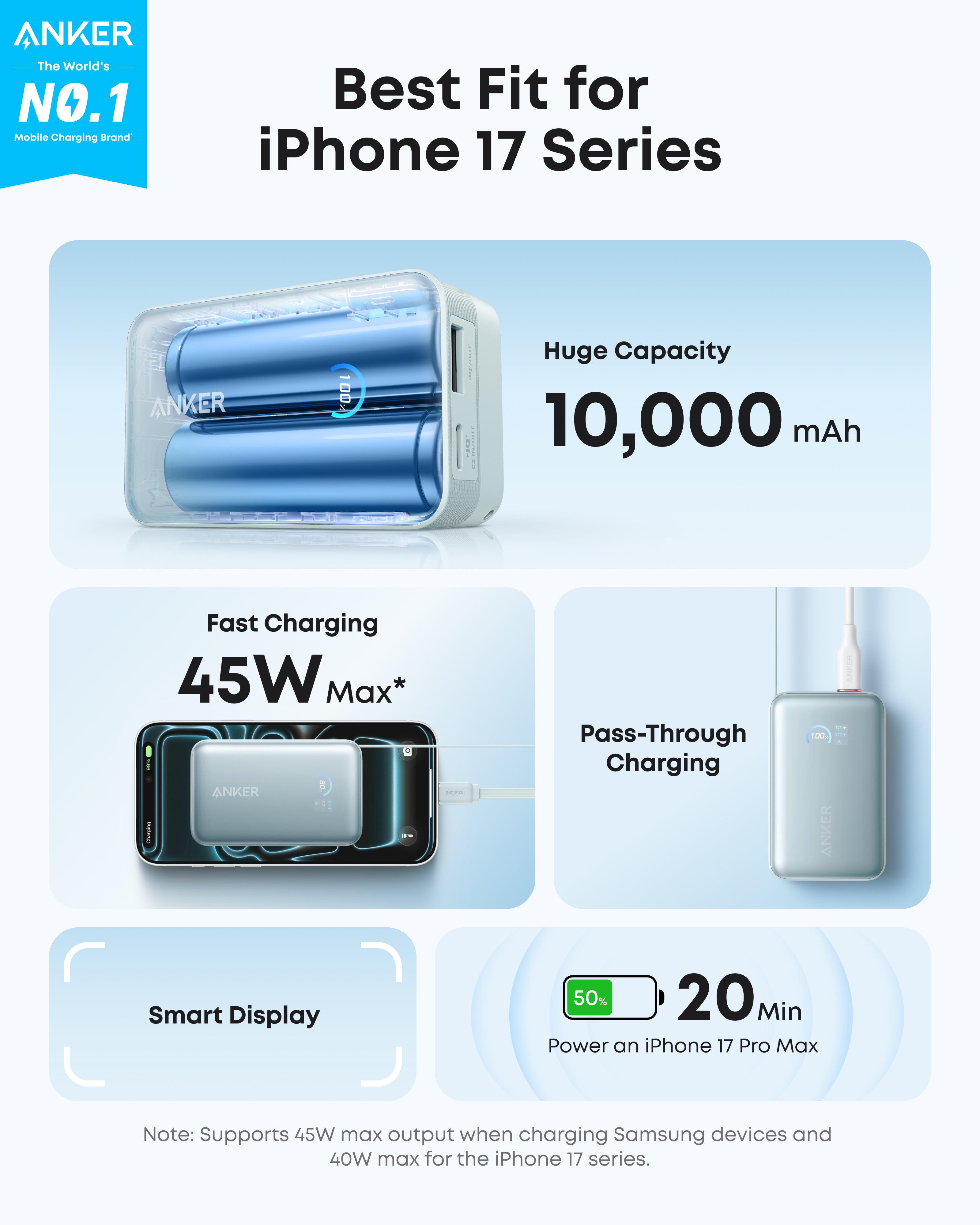 Anker Nano Power Bank (10K, 45W, Built-In Retractable USB-C Cable