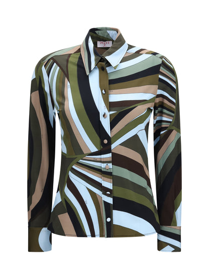 Shirt Iridescent Print Khaki Blue