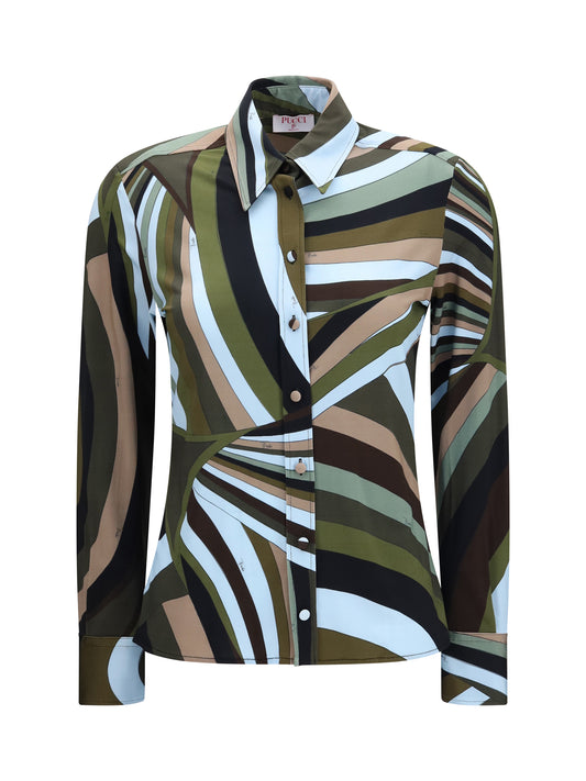 Shirt Iridescent Print Khaki Blue