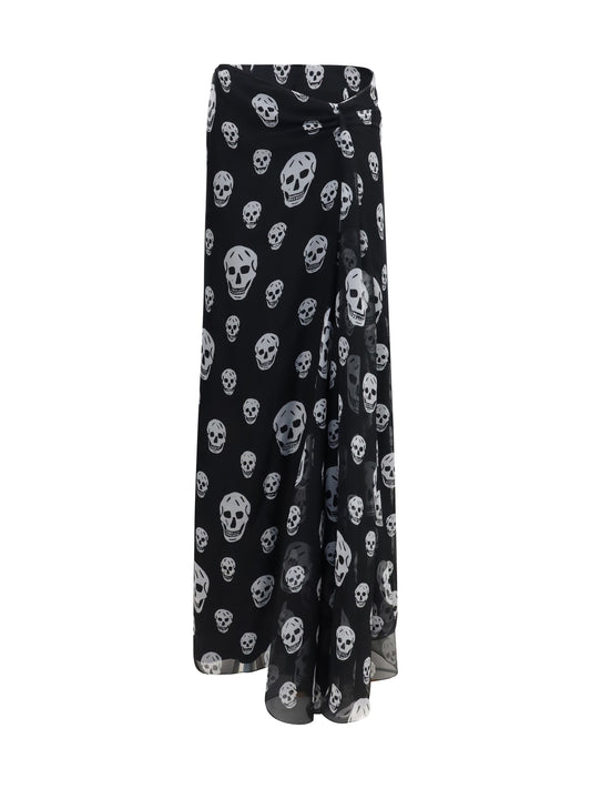 Skirt Draped Long Skull Black/White