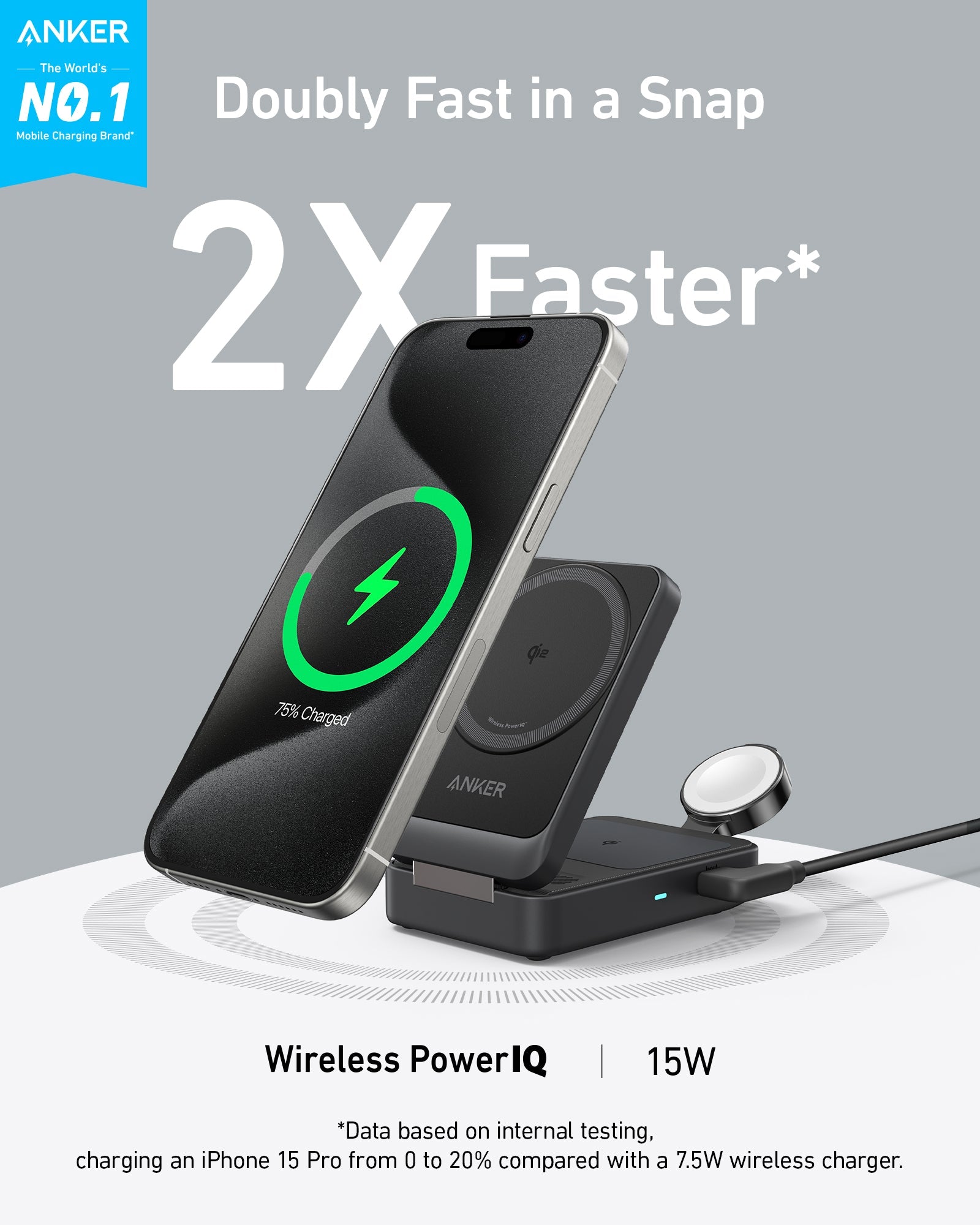 Anker MagGo Wireless Charging Station (Foldable 3-in-1) – Zulily