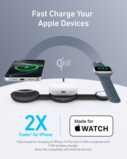 Anker MagGo Wireless Charging Station (3-in-1, Foldable Pad)