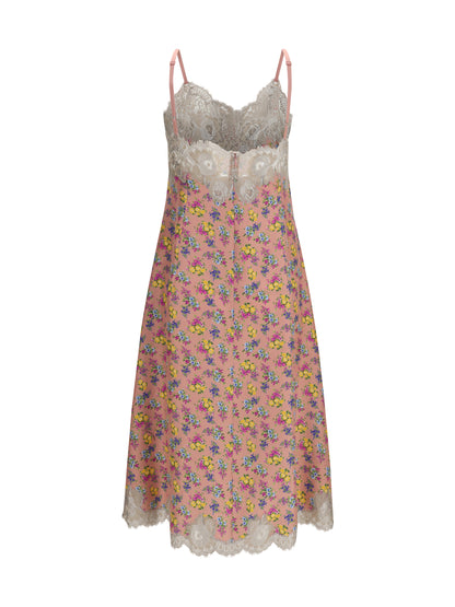 Slip Dress Fiorellini Pink Silk
