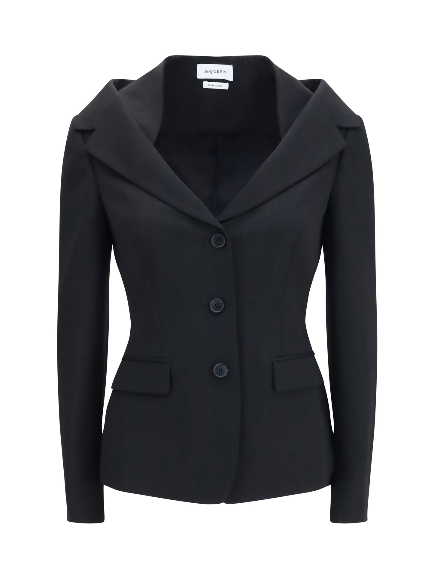 Jacket Off-Shoulder Black Merino Wool