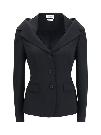 Jacket Off-Shoulder Black Merino Wool